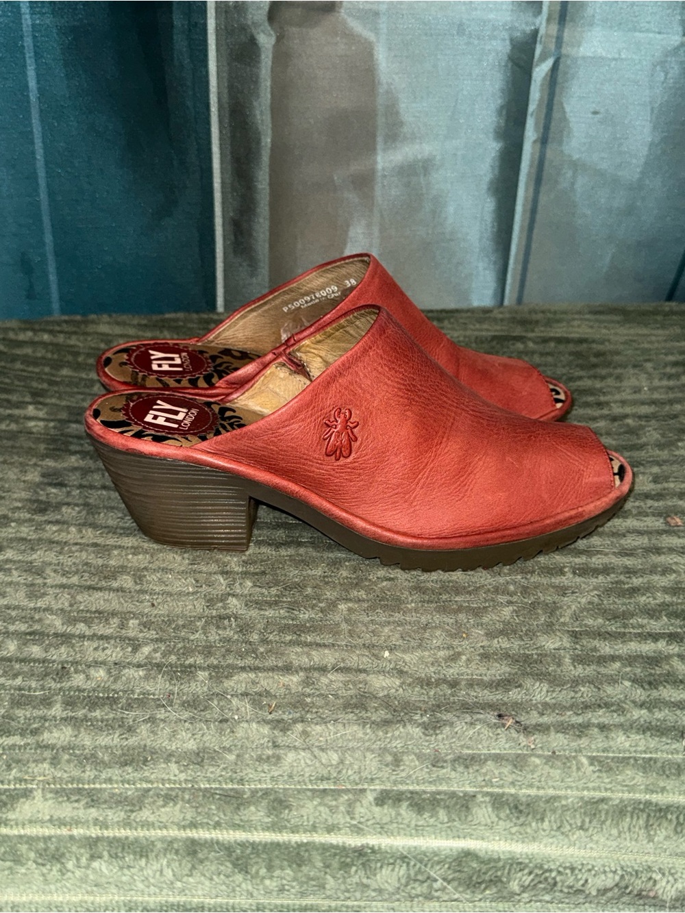 Fly London Leather Open-Back Mule with Block Heel